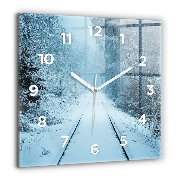 Wanduhr quadratisch Hirsche auf den Gleisen