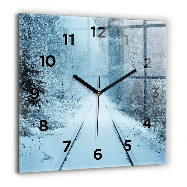 Wanduhr quadratisch Hirsche auf den Gleisen