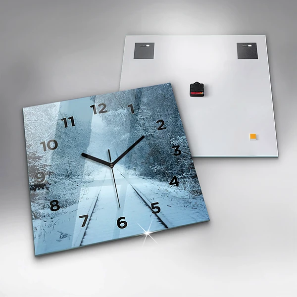 Wanduhr quadratisch Hirsche auf den Gleisen