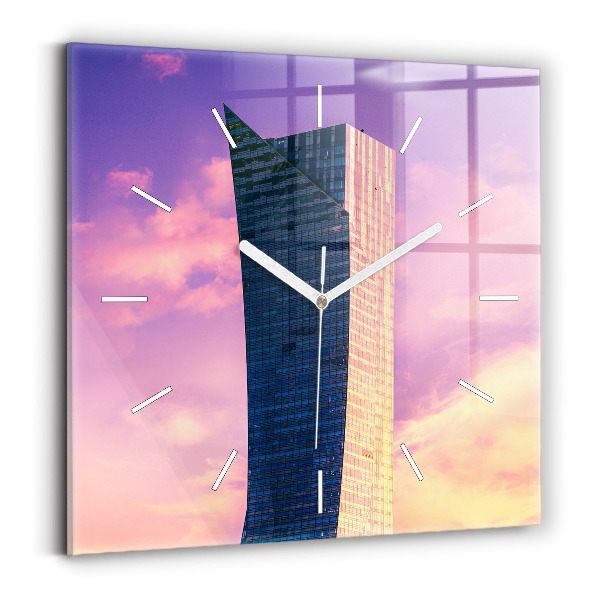 Wanduhr quadratisch mit motiv Wolkenkratzer in Warschau