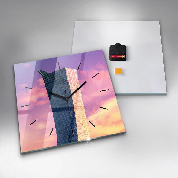Wanduhr quadratisch mit motiv Wolkenkratzer in Warschau