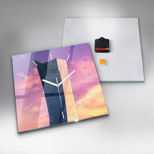 Wanduhr quadratisch mit motiv Wolkenkratzer in Warschau