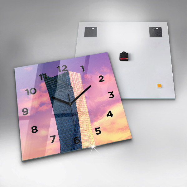 Wanduhr quadratisch mit motiv Wolkenkratzer in Warschau