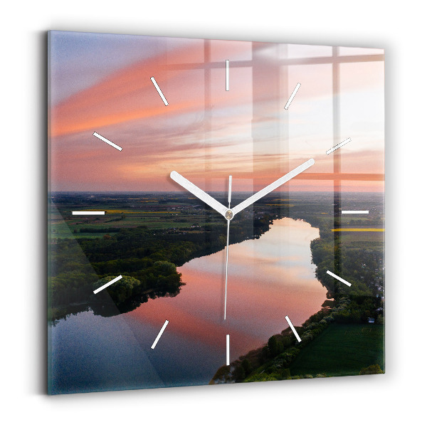 Wanduhr quadratisch See aus der Vogelperspektive
