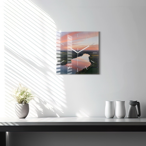 Wanduhr quadratisch See aus der Vogelperspektive