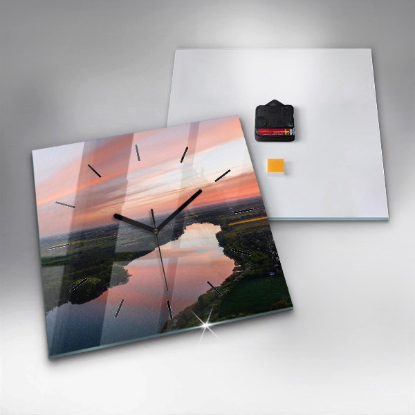 Wanduhr quadratisch See aus der Vogelperspektive