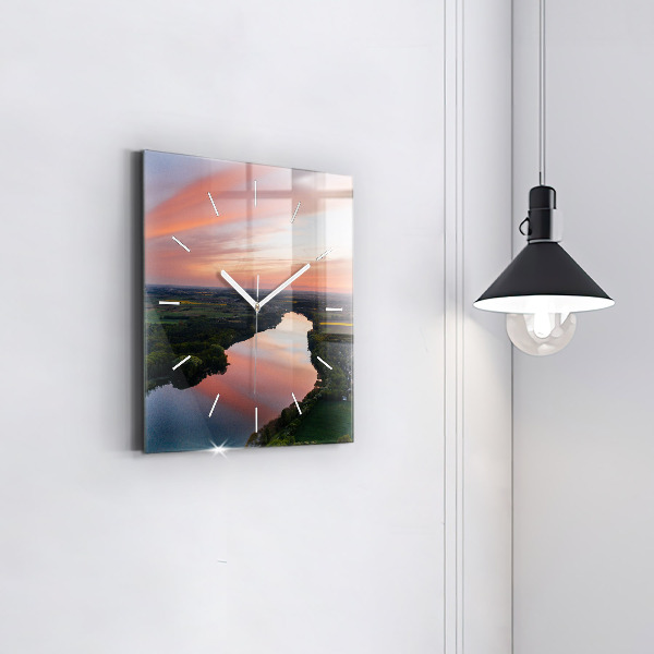 Wanduhr quadratisch See aus der Vogelperspektive