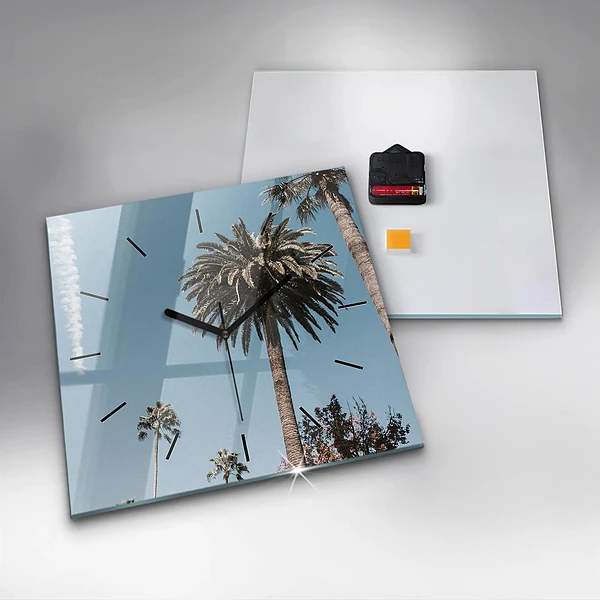 Wanduhr quadratisch Palmen in Los Angeles
