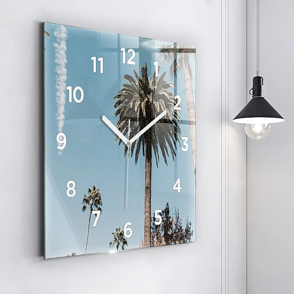 Wanduhr quadratisch Palmen in Los Angeles
