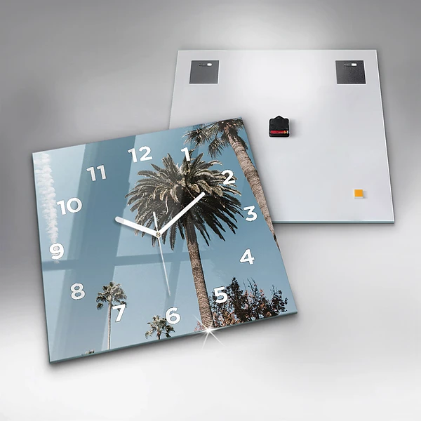 Wanduhr quadratisch Palmen in Los Angeles