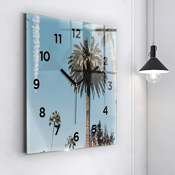 Wanduhr quadratisch Palmen in Los Angeles
