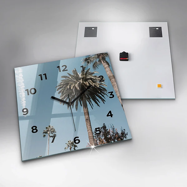 Wanduhr quadratisch Palmen in Los Angeles