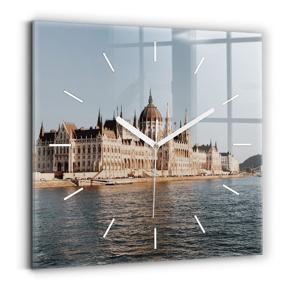 Wanduhr quadratisch mit motiv Das Parlament in Budapest