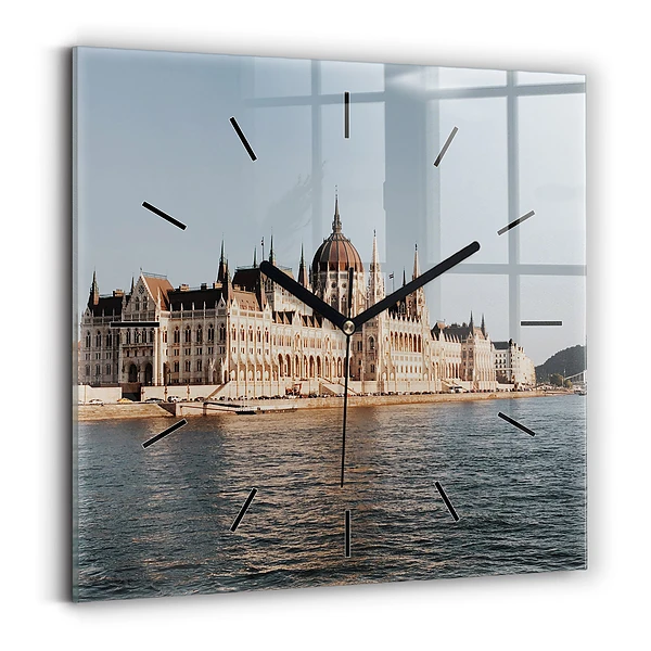 Wanduhr quadratisch mit motiv Das Parlament in Budapest