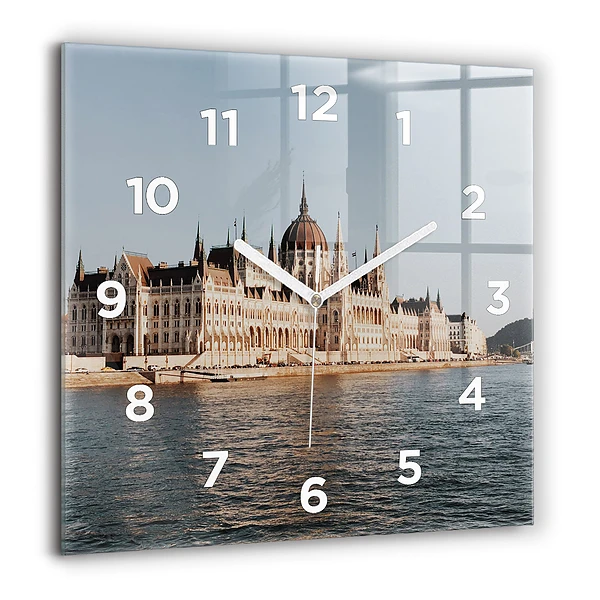 Wanduhr quadratisch mit motiv Das Parlament in Budapest