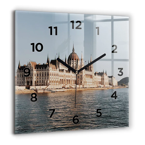 Wanduhr quadratisch mit motiv Das Parlament in Budapest