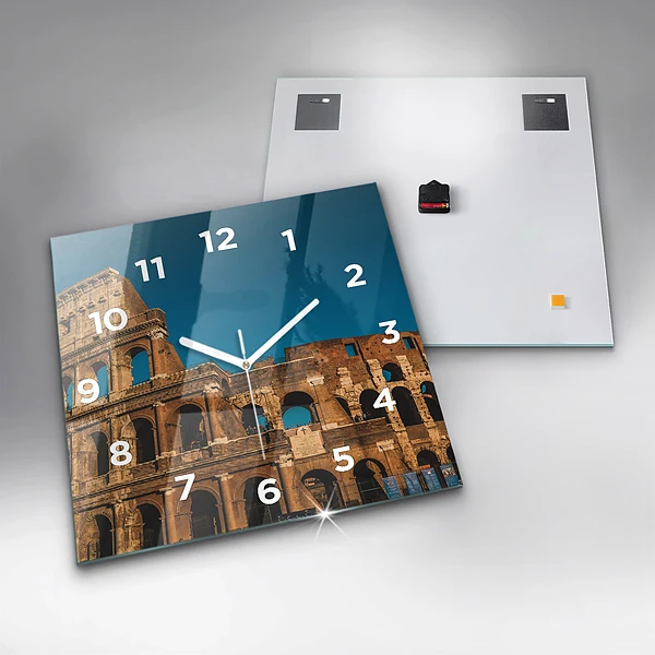 Wanduhr quadratisch mit motiv Kolosseum in Italien
