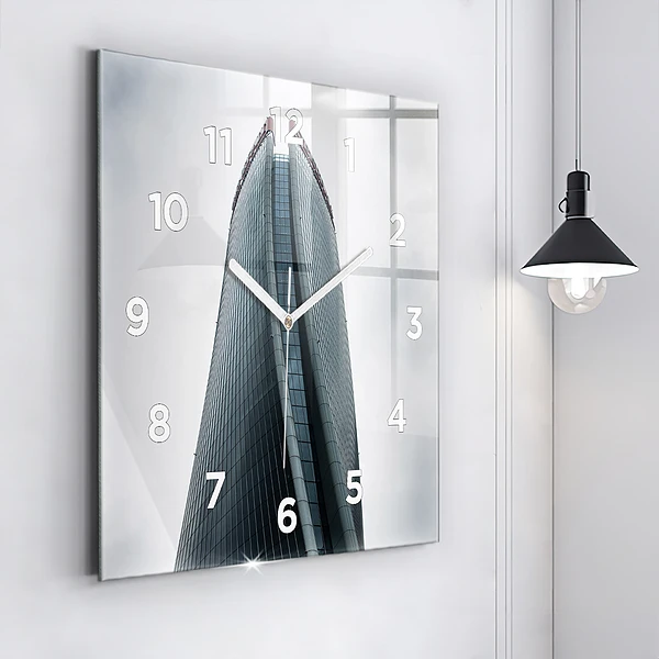Wanduhr modern quadratisch Mailänder Wolkenkratzer