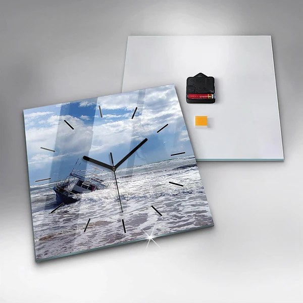 Wanduhr modern quadratisch Versunkenes Wasserfahrzeug