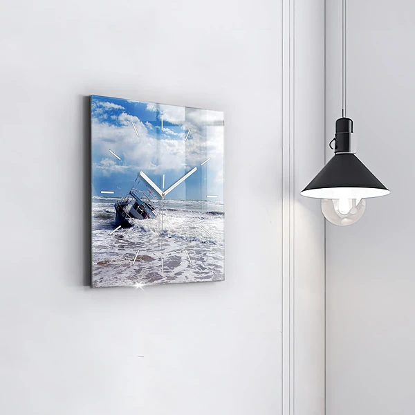 Wanduhr modern quadratisch Versunkenes Wasserfahrzeug