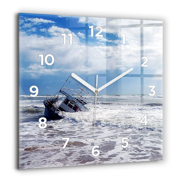 Wanduhr modern quadratisch Versunkenes Wasserfahrzeug