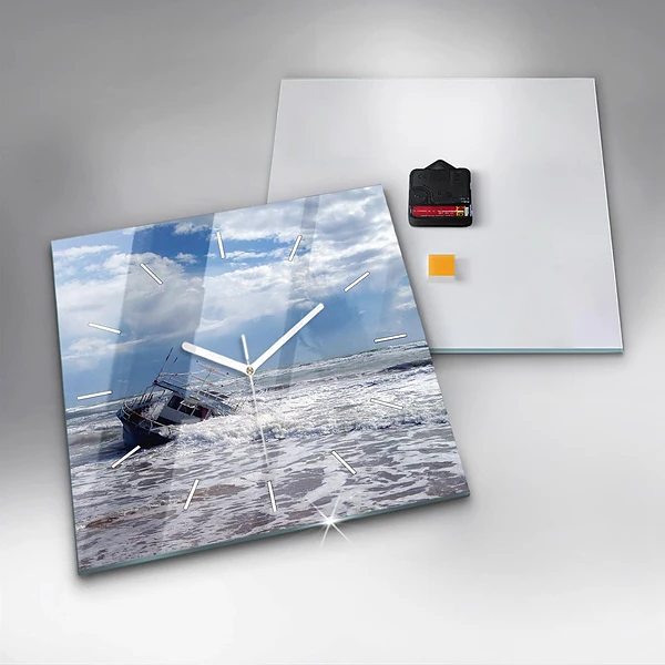Wanduhr modern quadratisch Versunkenes Wasserfahrzeug