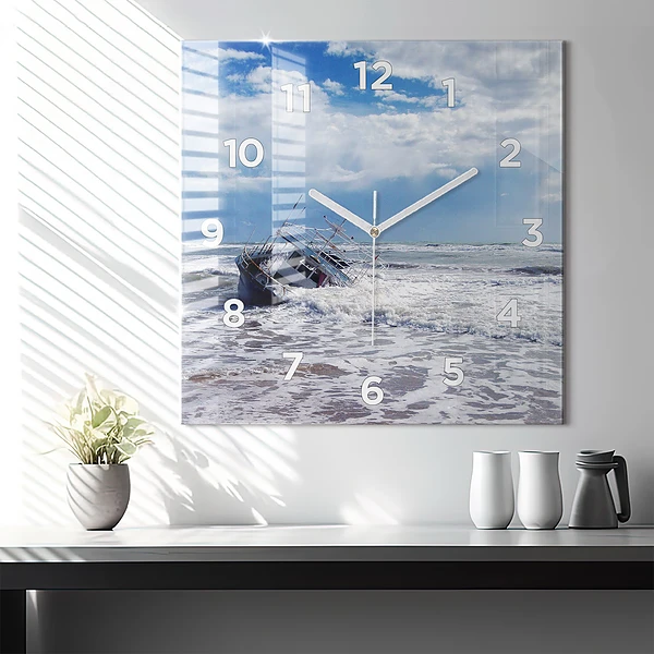 Wanduhr modern quadratisch Versunkenes Wasserfahrzeug