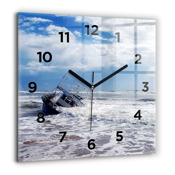 Wanduhr modern quadratisch Versunkenes Wasserfahrzeug