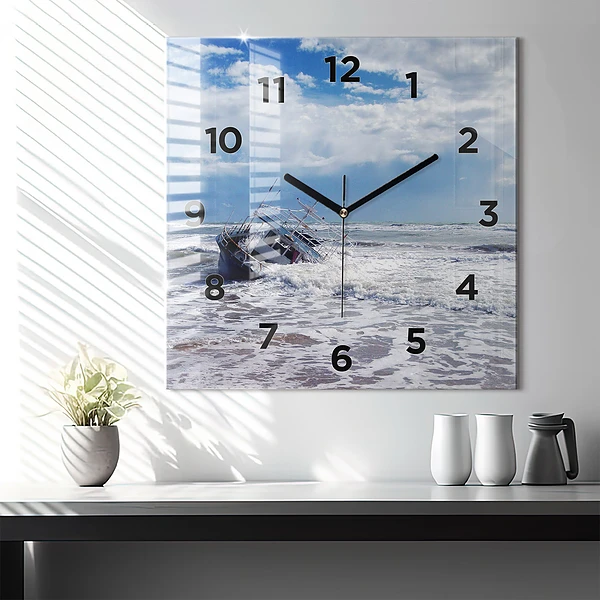 Wanduhr modern quadratisch Versunkenes Wasserfahrzeug