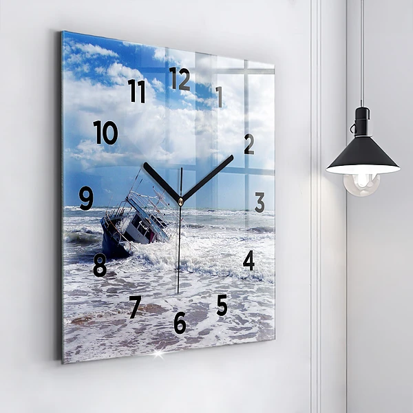 Wanduhr modern quadratisch Versunkenes Wasserfahrzeug