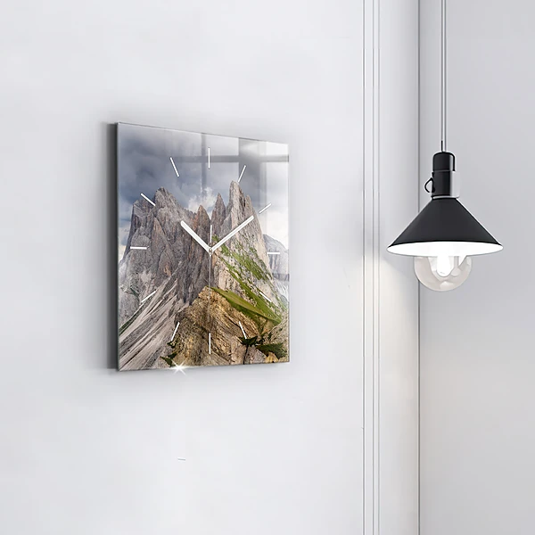 Wanduhr quadratisch Felsige Berge