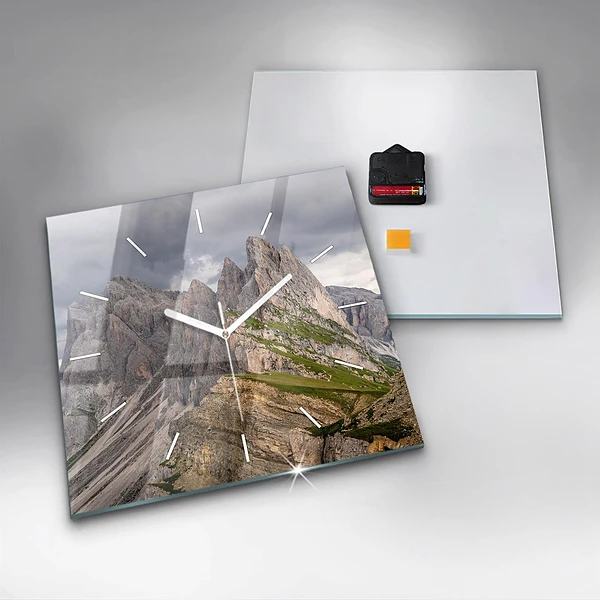 Wanduhr quadratisch Felsige Berge