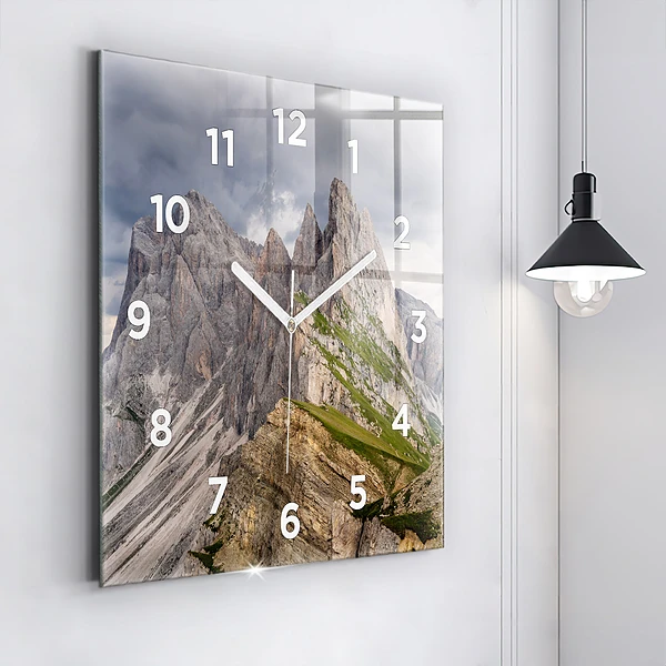 Wanduhr quadratisch Felsige Berge