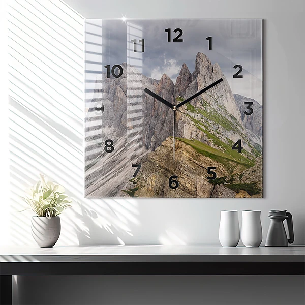 Wanduhr quadratisch Felsige Berge