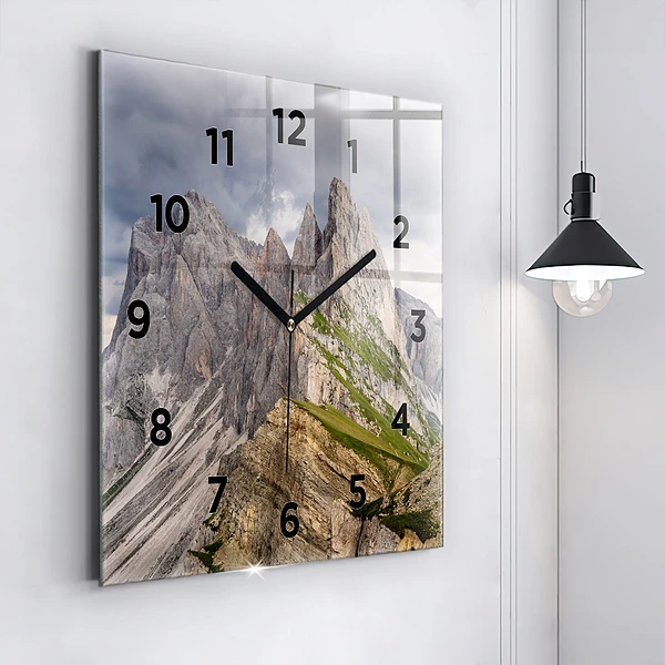 Wanduhr quadratisch Felsige Berge