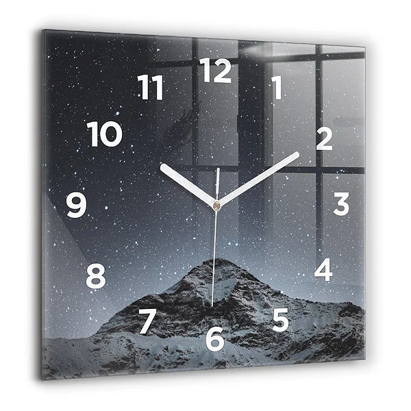Wanduhr quadratisch mit motiv Ein Berg unter dem Sternenhimmel