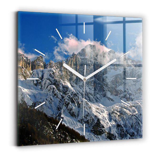 Wanduhr quadratisch Berge unter dem blauen Himmel