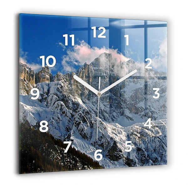 Wanduhr quadratisch Berge unter dem blauen Himmel
