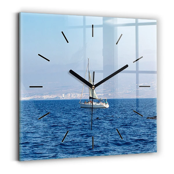 Wanduhr quadratisch mit motiv Yacht auf Teneriffa
