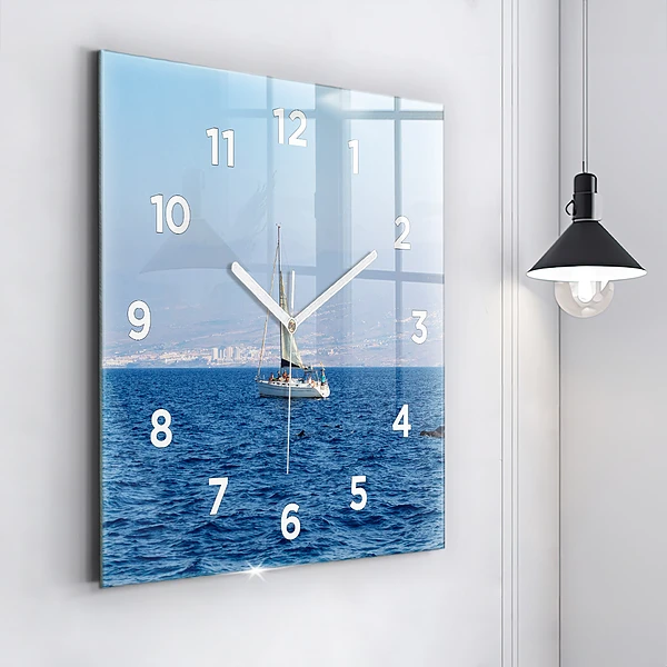 Wanduhr quadratisch mit motiv Yacht auf Teneriffa