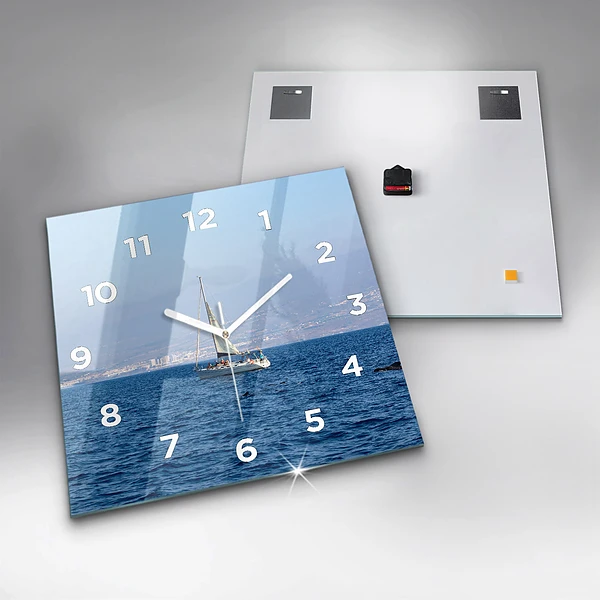 Wanduhr quadratisch mit motiv Yacht auf Teneriffa
