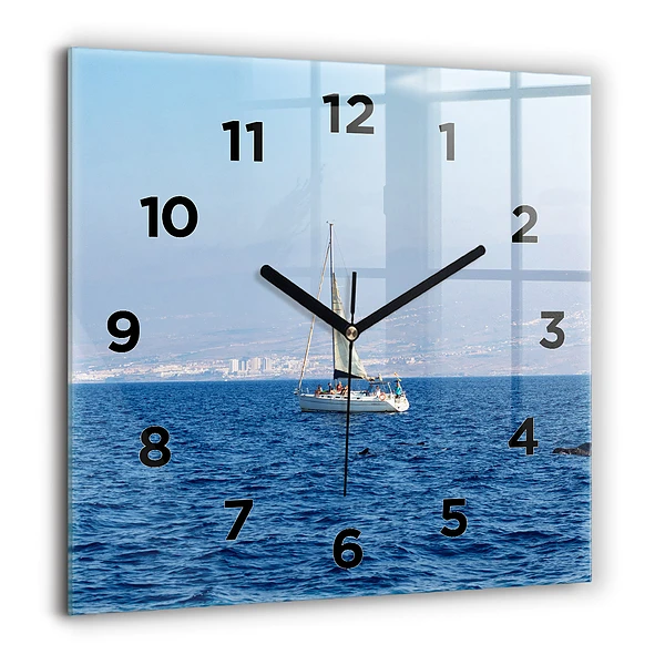Wanduhr quadratisch mit motiv Yacht auf Teneriffa