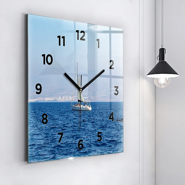 Wanduhr quadratisch mit motiv Yacht auf Teneriffa