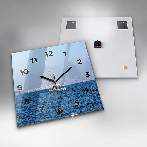 Wanduhr quadratisch mit motiv Yacht auf Teneriffa