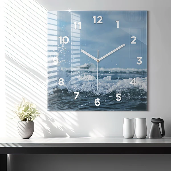 Wanduhr quadratisch Wellenfotografie