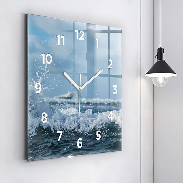Wanduhr quadratisch Wellenfotografie