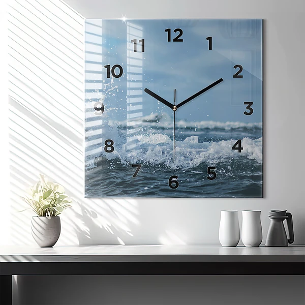 Wanduhr quadratisch Wellenfotografie