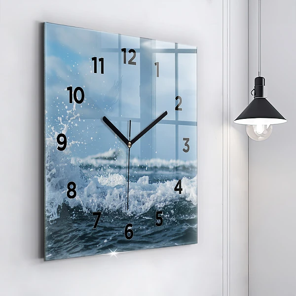 Wanduhr quadratisch Wellenfotografie