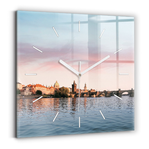 Wanduhr modern quadratisch Karlsbrücke in Prag