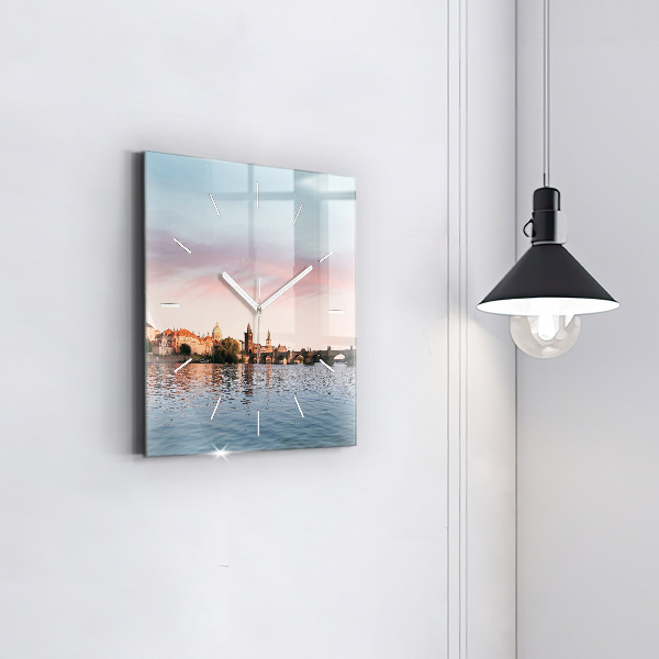 Wanduhr modern quadratisch Karlsbrücke in Prag